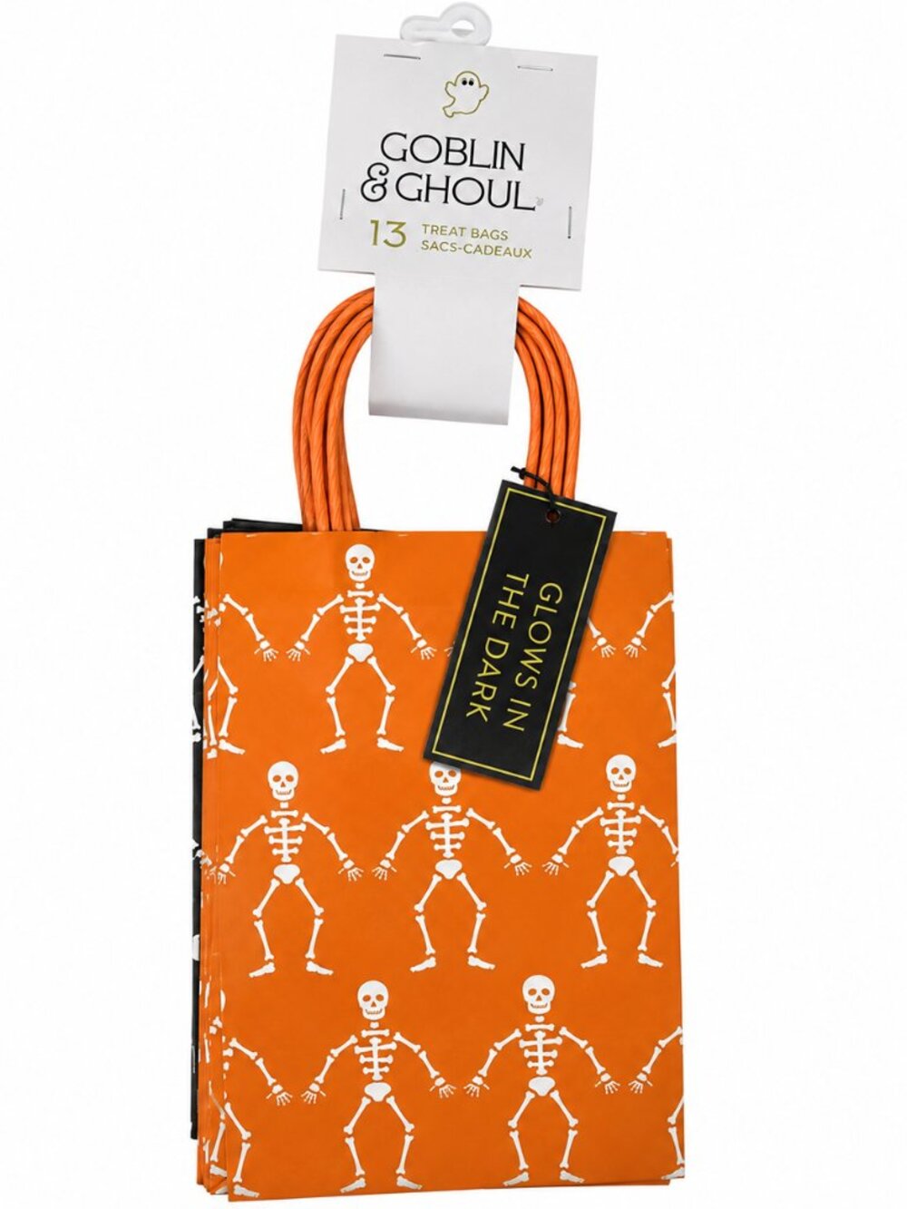 Halloween 13 Paper Treat Bags Goblin & Ghoul Glow in The Dark Skeletons